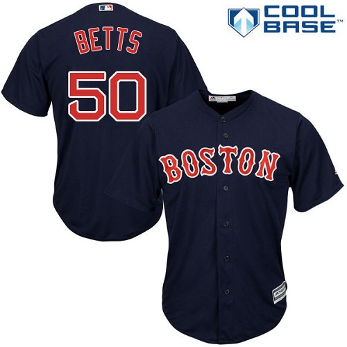 Red Sox #50 Mookie Betts Navy Blue Alternate Women's Stitched MLB Jersey