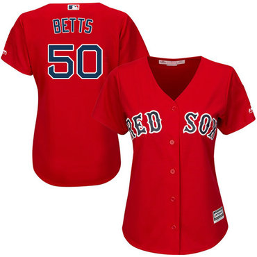 Red Sox #50 Mookie Betts Red Alternate Women's Stitched MLB Jersey Red Sox #50 Mookie Betts Red Alternate Women's Stitched MLB Jersey
