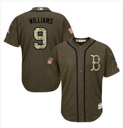 Red Sox #9 Ted Williams Green Salute to Service Stitched MLB Jersey