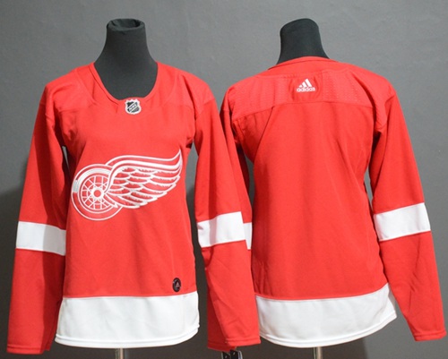 Red Wings Blank Red Home Authentic Women's Stitched Hockey Jersey