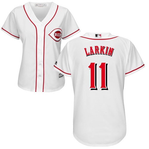 Reds #11 Barry Larkin White Home Women's Stitched MLB Jersey Reds #11 Barry Larkin White Home Women's Stitched MLB Jersey