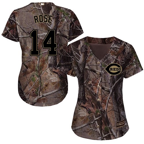Reds #14 Pete Rose Camo Realtree Collection Cool Base Women's Stitched Baseball Jersey Reds #14 Pete Rose Camo Realtree Collection Cool Base Women's Stitched Baseball Jersey