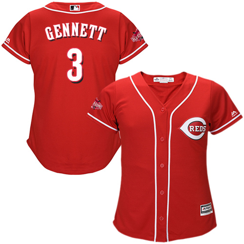 Reds #3 Scooter Gennett Red Alternate Women's Stitched MLB Jersey Reds #3 Scooter Gennett Red Alternate Women's Stitched MLB Jersey
