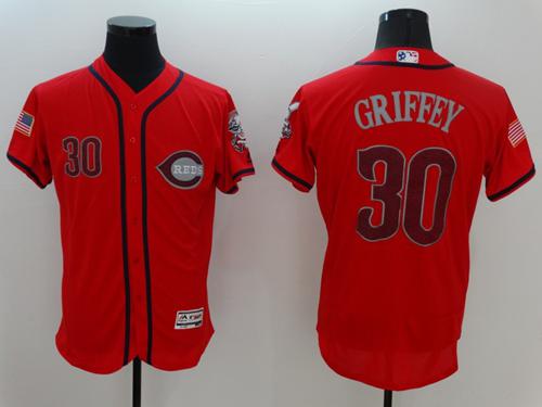 Reds #30 Ken Griffey Red Fashion Stars & Stripes Flexbase Authentic Stitched MLB Jersey Reds #30 Ken Griffey Red Fashion Stars & Stripes Flexbase Authentic Stitched MLB Jersey