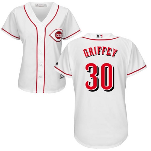Reds #30 Ken Griffey White Home Women's Stitched MLB Jersey Reds #30 Ken Griffey White Home Women's Stitched MLB Jersey