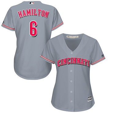 Reds #6 Billy Hamilton Grey Road Women's Stitched MLB Jersey Reds #6 Billy Hamilton Grey Road Women's Stitched MLB Jersey