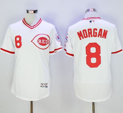 Reds #8 Joe Morgan White Flexbase Authentic Collection Cooperstown Stitched MLB Jersey Reds #8 Joe Morgan White Flexbase Authentic Collection Cooperstown Stitched MLB Jersey