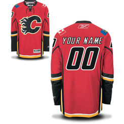 Reebok Calgary Flames Men's Premier Home Custom Jersey - Red