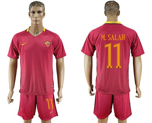 Roma #11 M.Salah Red Home Soccer Club Jersey Roma #11 M.Salah Red Home Soccer Club Jersey