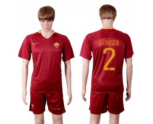 Roma #2 Rudiger Red Home Soccer Club Jersey Roma #2 Rudiger Red Home Soccer Club Jersey