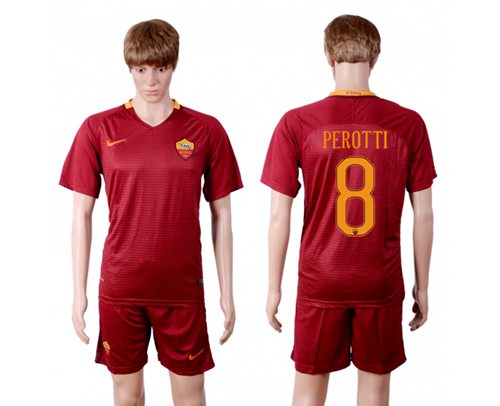 Roma #8 Perotti Red Home Soccer Club Jersey Roma #8 Perotti Red Home Soccer Club Jersey