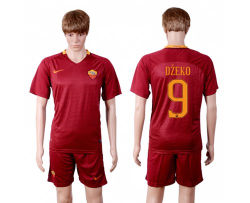 Roma #9 Dzeko Red Home Soccer Club Jersey Roma #9 Dzeko Red Home Soccer Club Jersey
