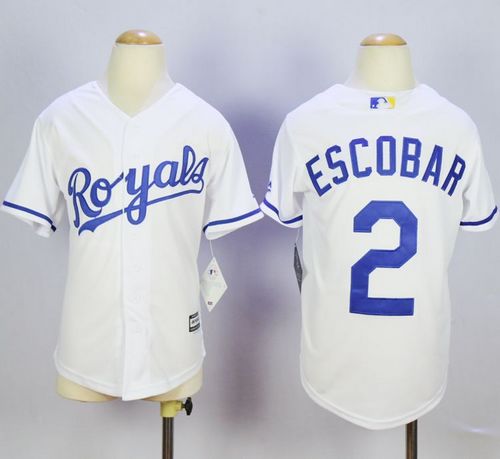 Royals #2 Alcides Escobar White Cool Base Stitched Youth MLB Jersey Royals #2 Alcides Escobar White Cool Base Stitched Youth MLB Jersey