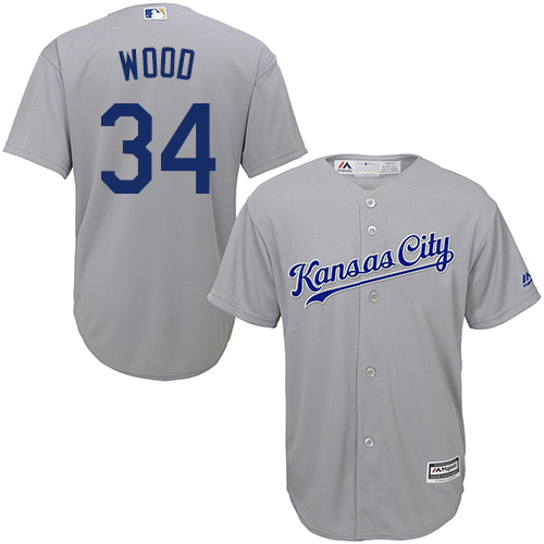 Royals #34 Travis Wood Grey Cool Base Stitched Youth MLB Jersey