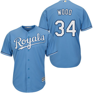 Royals #34 Travis Wood Light Blue Cool Base Stitched Youth MLB Jersey