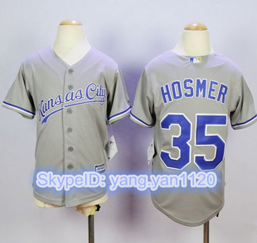 Royals #35 Eric Hosmer Grey Cool Base Stitched Youth MLB Jersey