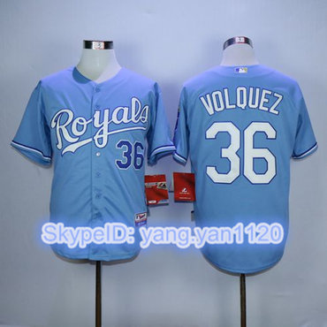 Royals #36 Edinson Volquez Light Blue Alternate 1 Cool Base Stitched MLB Jersey