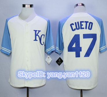 Royals #47 Johnny Cueto Cream Exclusive Vintage Stitched MLB Jersey
