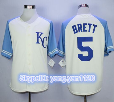 Royals #5 George Brett Cream Exclusive Vintage Stitched MLB Jersey