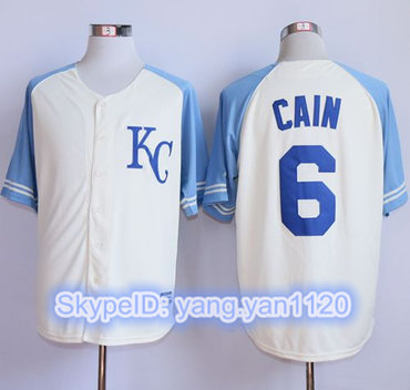 Royals #6 Lorenzo Cain Cream Exclusive Vintage Stitched MLB Jersey