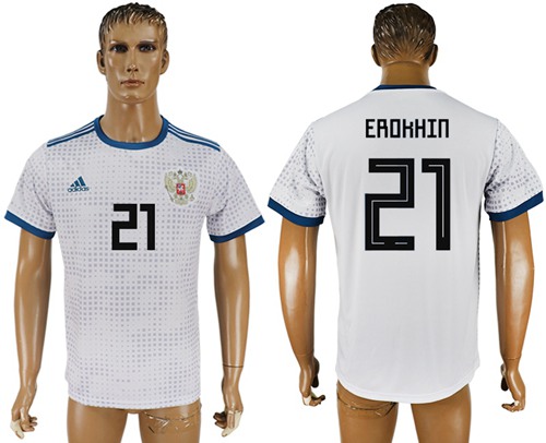 Russia #21 Erokhin Away Soccer Country Jersey