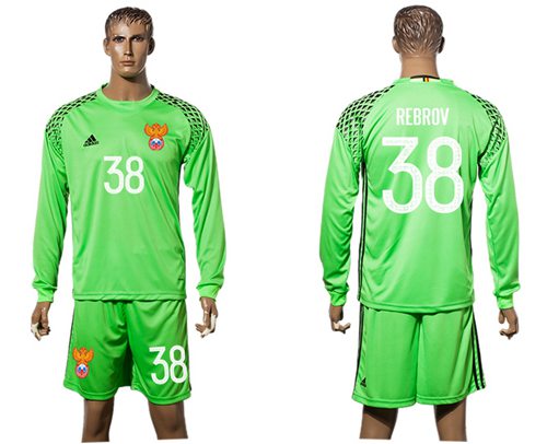 Russia #38 Rebrov Green Goalkeeper Long Sleeves Soccer Country Jersey Russia #38 Rebrov Green Goalkeeper Long Sleeves Soccer Country Jersey