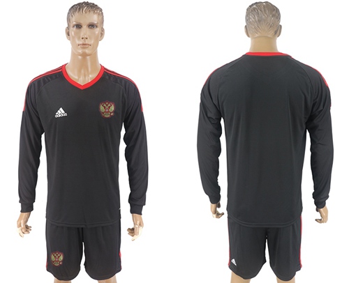 Russia Blank Black Long Sleeves Goalkeeper Soccer Country Jersey Russia Blank Black Long Sleeves Goalkeeper Soccer Country Jersey