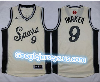 San Antonio Spurs #9 Tony Parker Cream 2015-2016 Christmas Day Stitched NBA Jersey