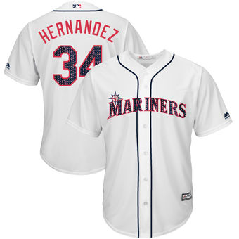 Seattle Mariners Felix Hernandez Majestic 2017 Stars & Stripes Cool Base Player Jersey - White