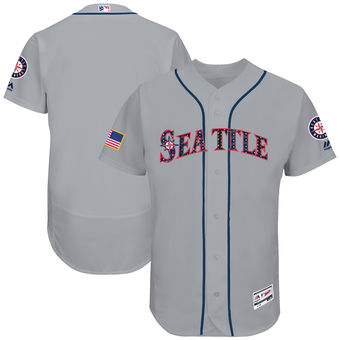 Seattle Mariners Majestic 2017 Stars & Stripes Authentic Collection FlexBase Team Jersey - Gray