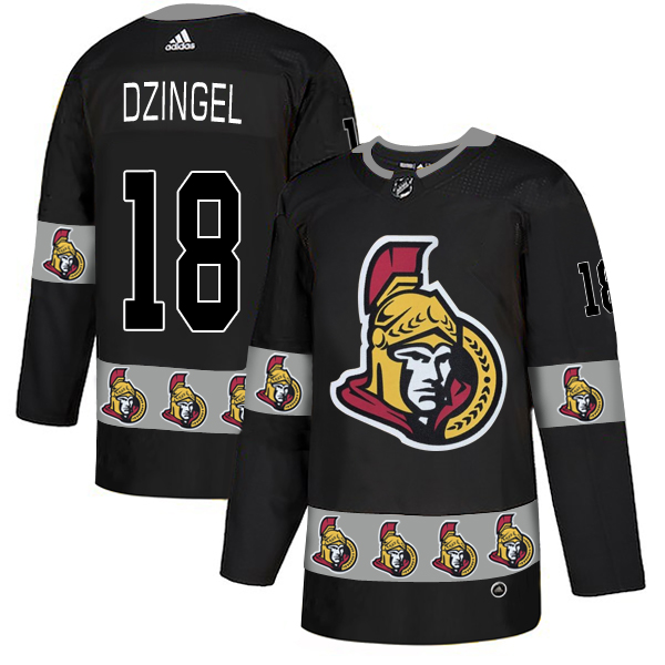 Senators 18 Ryan Dzingel Black Team Logos Fashion Adidas Jersey-4901