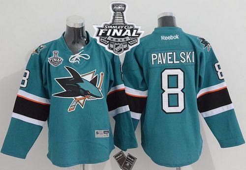 Sharks #8 Joe Pavelski Green 2016 Stanley Cup Final Patch Stitched Youth NHL Jersey Sharks #8 Joe Pavelski Green 2016 Stanley Cup Final Patch Stitched Youth NHL Jersey