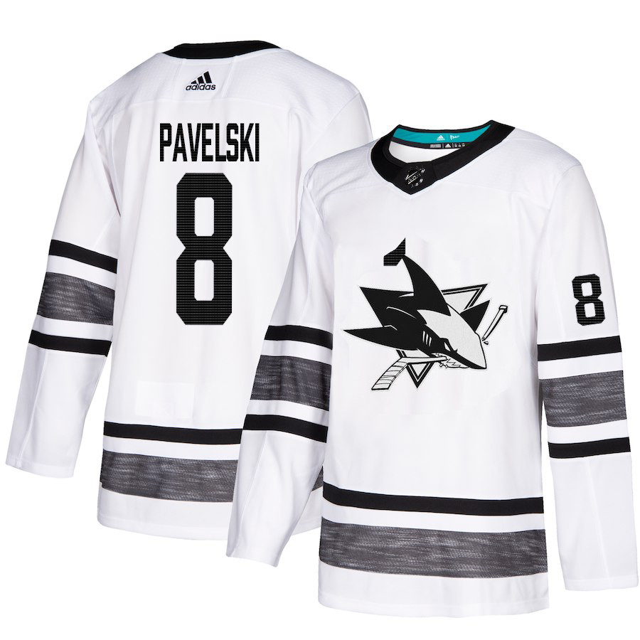 Sharks #8 Joe Pavelski White Authentic 2019 All-Star Stitched Youth Hockey Jersey