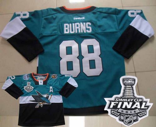 Sharks #88 Brent Burns Teal Black 2015 Stadium Series 2016 Stanley Cup Final Patch Stitched NHL Jersey
