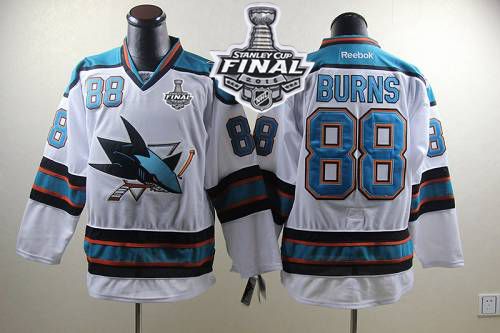 Sharks #88 Brent Burns White 2016 Stanley Cup Final Patch Stitched NHL Jersey