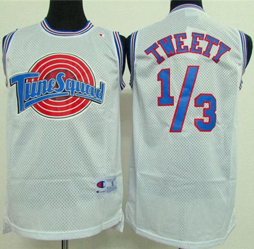 Space Jam Tune Squad 1 3 Tweety White Stitched Basketball Jersey Space Jam Tune Squad 1 3 Tweety White Stitched Basketball Jersey