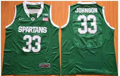 Spartans #33 Magic Johnson Green Authentic Basketball Stitched NCAA Jersey