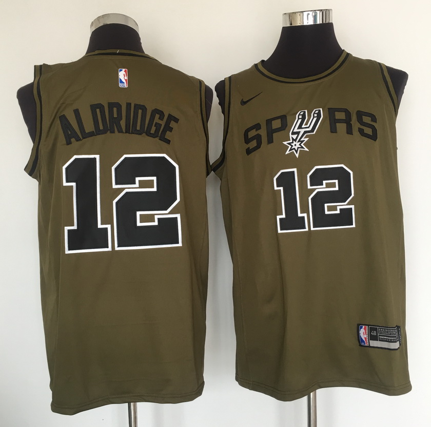 Spurs #12 LaMarcus Aldridge Olive Nike Swingman Jersey