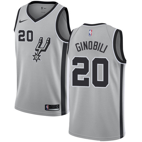Spurs #20 Manu Ginobili Silver Women's Basketball Swingman Statement Edition Jersey