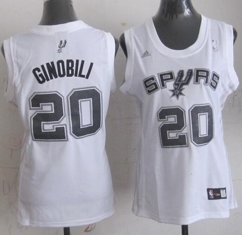 Spurs #20 Manu Ginobili White Women's Fashion Stitched NBA Jersey Spurs #20 Manu Ginobili White Women's Fashion Stitched NBA Jersey