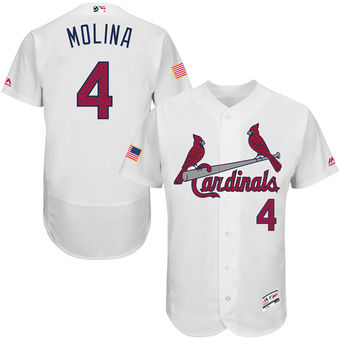 St. Louis Cardinals Yadier Molina Majestic Fashion Stars & Stripes FlexBase Player Jersey - White