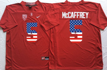 Stanford Cardinals 5 Christian McCaffrey Red USA Flag College Jersey Stanford Cardinals 5 Christian McCaffrey Red USA Flag College Jersey