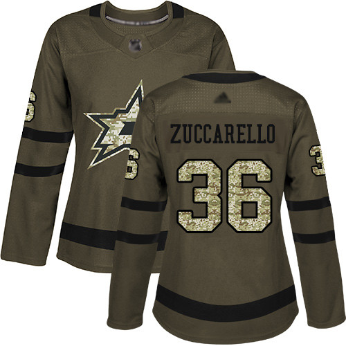 Stars #36 Mats Zuccarello Green Salute to Service Women's Stitched Hockey Jersey