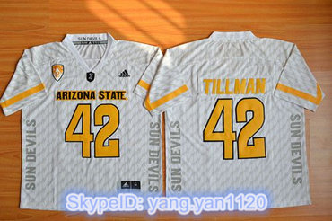 Sun Devils #42 Pat Tillman New White Stitched NCAA Basketball Jersey