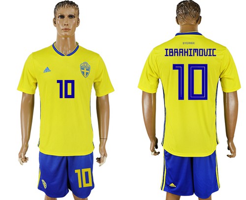 Sweden #10 Ibrahimovic Home Soccer Country Jersey Sweden #10 Ibrahimovic Home Soccer Country Jersey