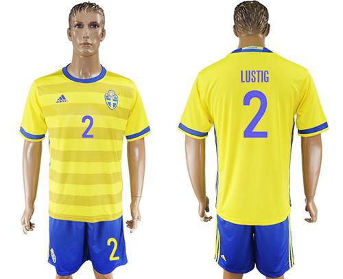 Sweden #2 Lustig Home Soccer Country Jersey