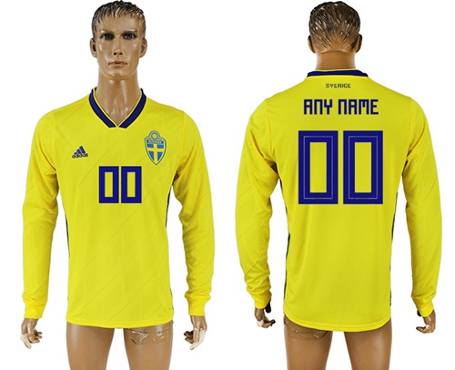 Sweden Personalized Home Long Sleeves Soccer Country Jersey
