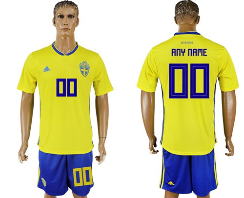 Sweden Personalized Home Soccer Country Jersey