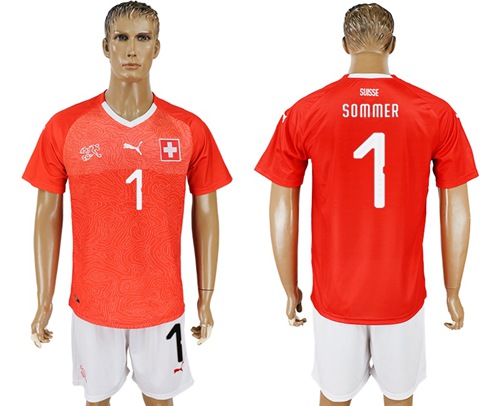 Switzerland #1 Sommer Red Home Soccer Country Jersey