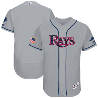 Tampa Bay Rays Majestic 2017 Stars & Stripes Authentic Collection FlexBase Team Jersey - Gray Tampa Bay Rays Majestic 2017 Stars & Stripes Authentic Collection FlexBase Team Jersey - Gray